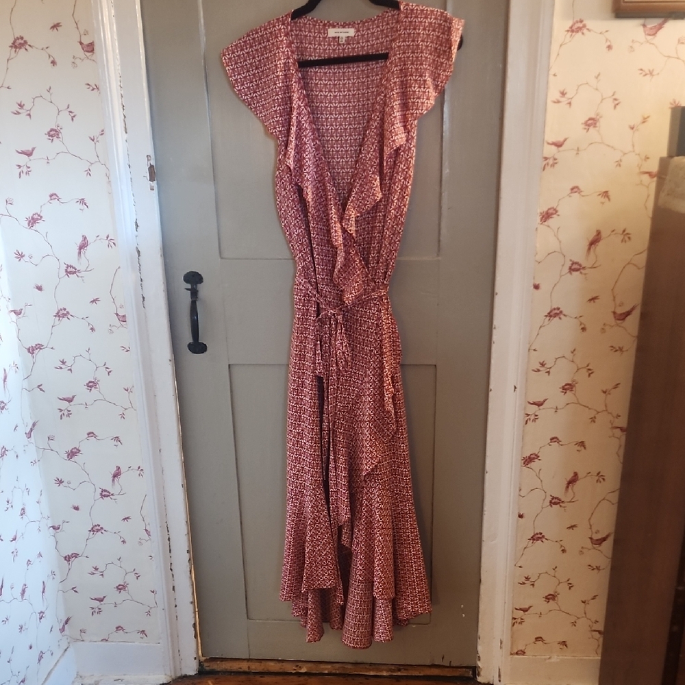 Max Studio Red and White Patterned Maxi Dress